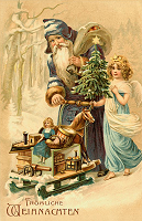 Free victorian santa Christmas cards for printing