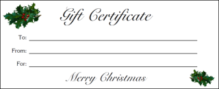 Free Printable Holly Gift Certificates